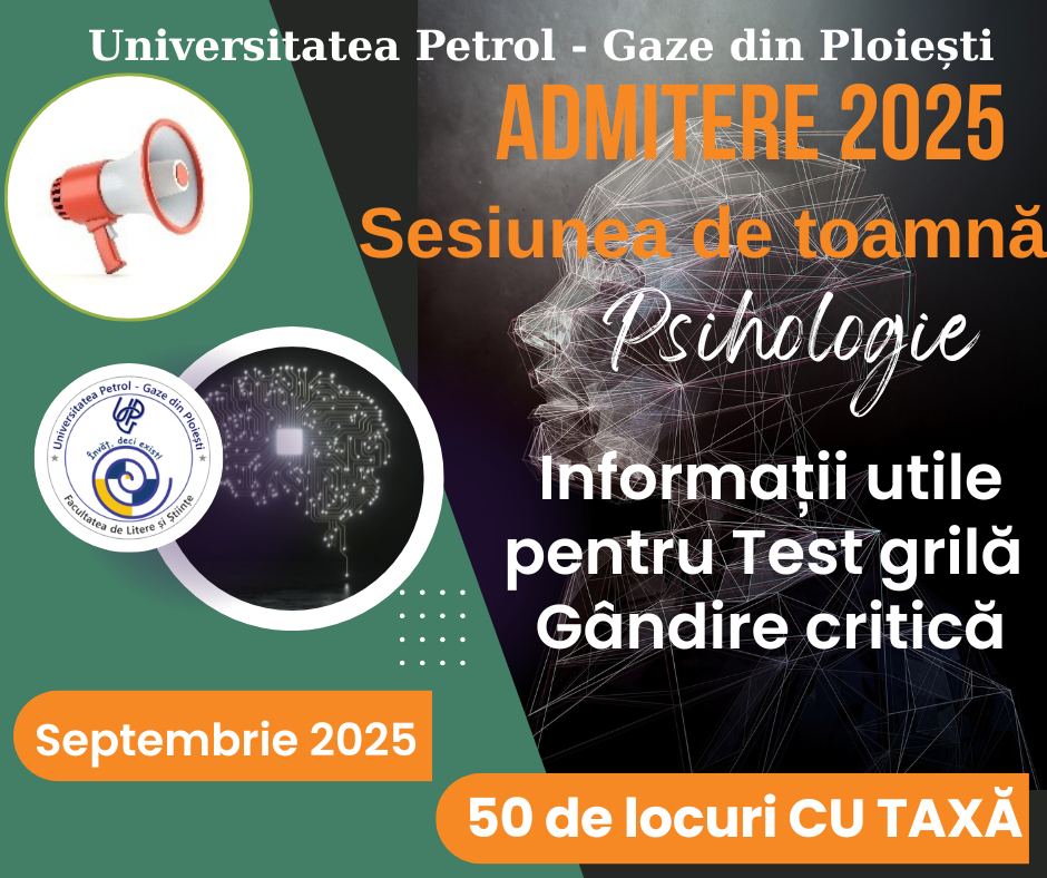 Informații utile - test grilă admitere Psihologie