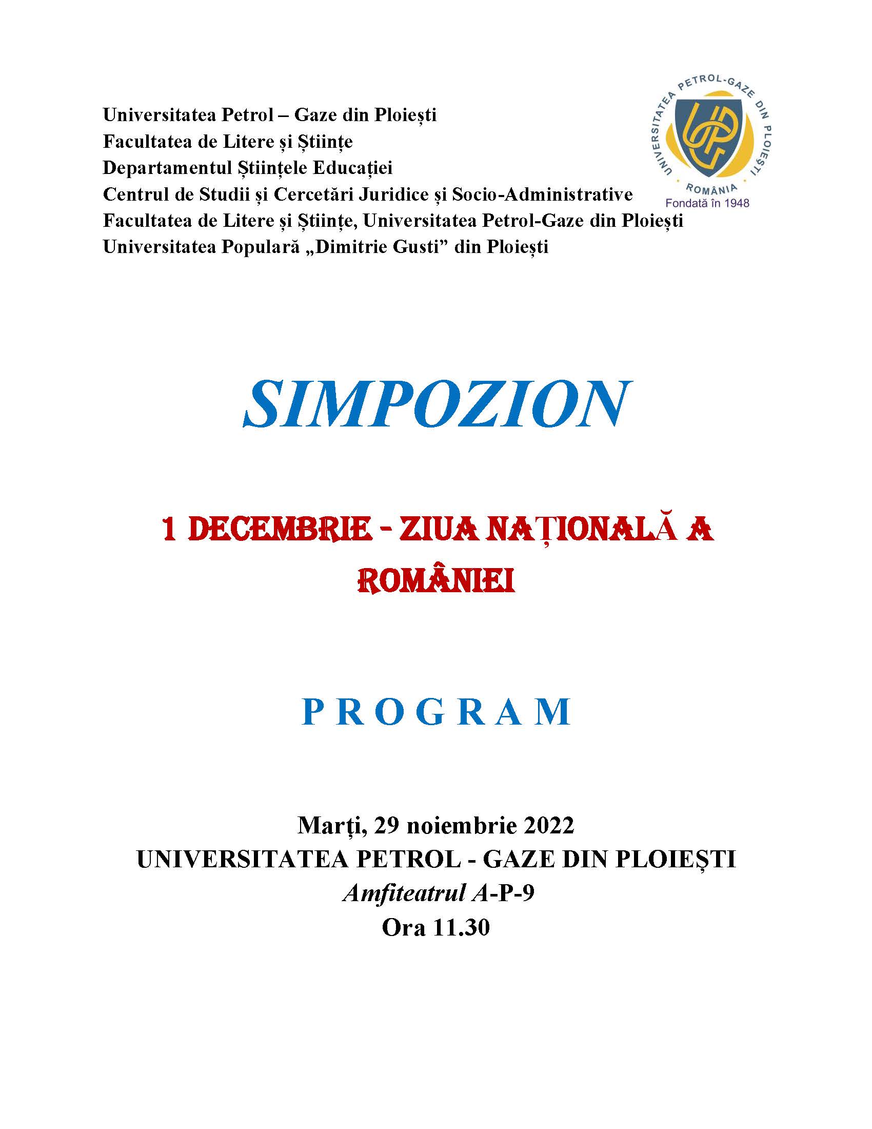 Simpozion 1 Decembrie 2022