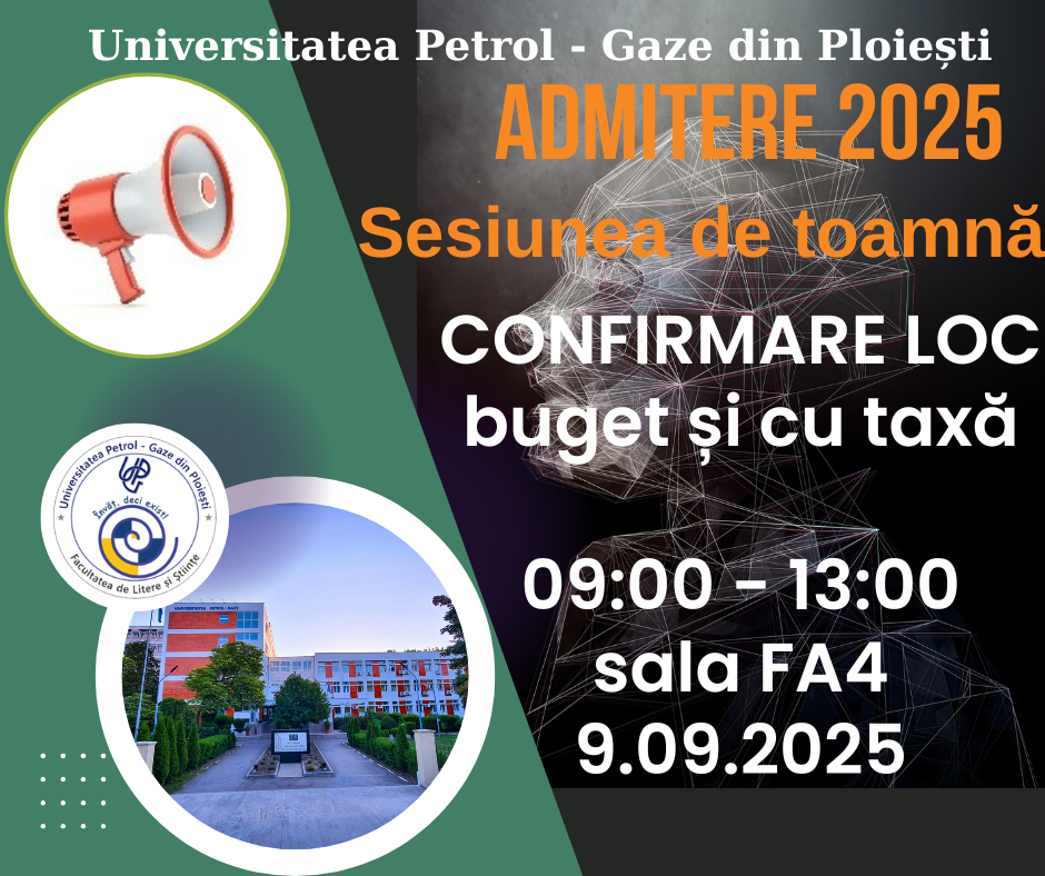 Urgent! Confirmare loc - admitere sesiunea septembrie 2025